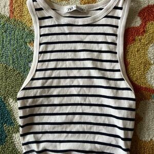 Zara Black and White Striped Tank Top